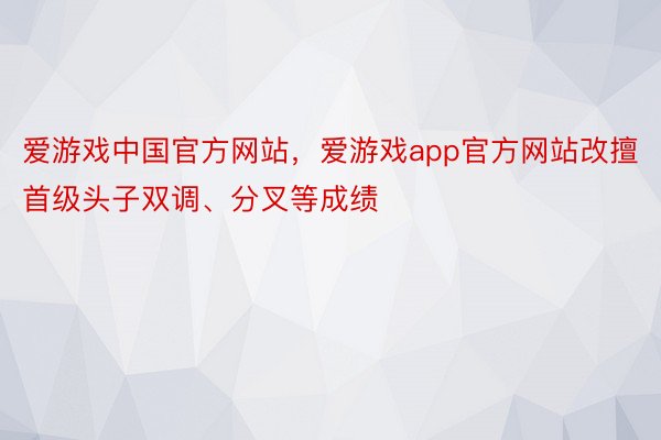爱游戏中国官方网站，爱游戏app官方网站改擅首级头子双调、分叉等成绩